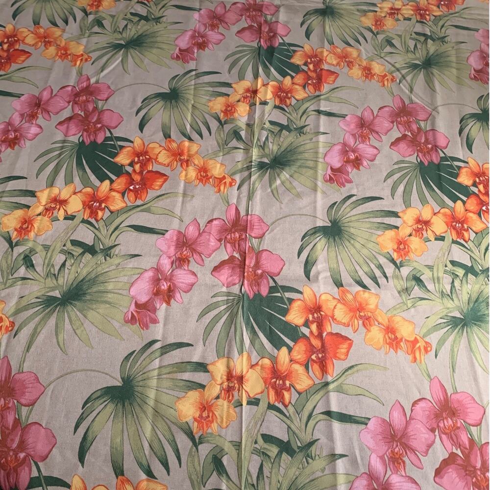 Tommy Bahama Tablecloth Floral Tropical Floral Tan Pink Orange Large 102 x 60